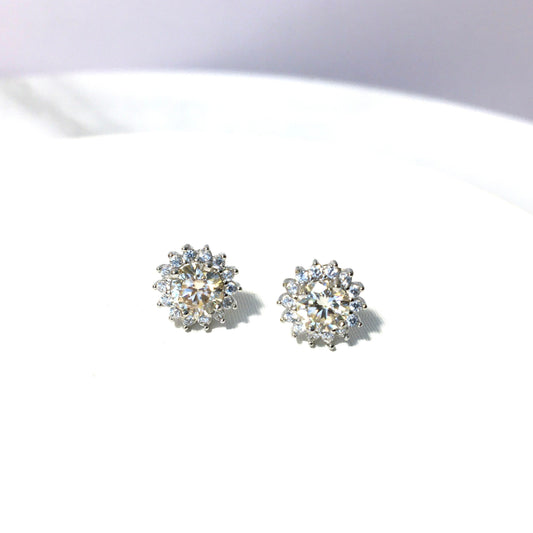 Beautiful Sun Flower Earrings Moissanite 0.5 ct Earrings for Anniversary Engagement 925 Silver Earring Special Gift,Christmas Gift,For Her