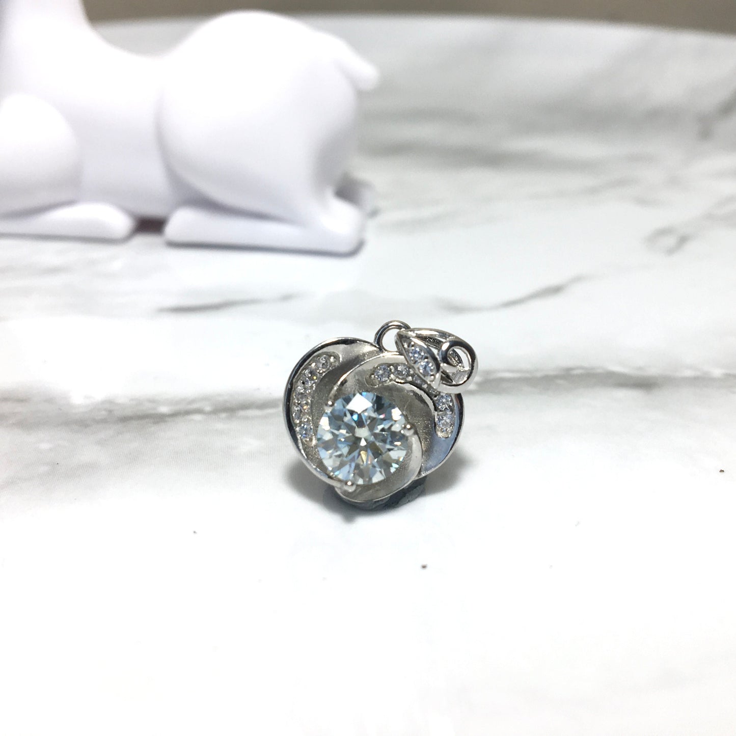 Beautiful Wild Rose Moissanite Pendant Necklace,Light Blue Moissanite, Anniversary Engagement 925 Silver Chain,Special Gift,Valentines gift