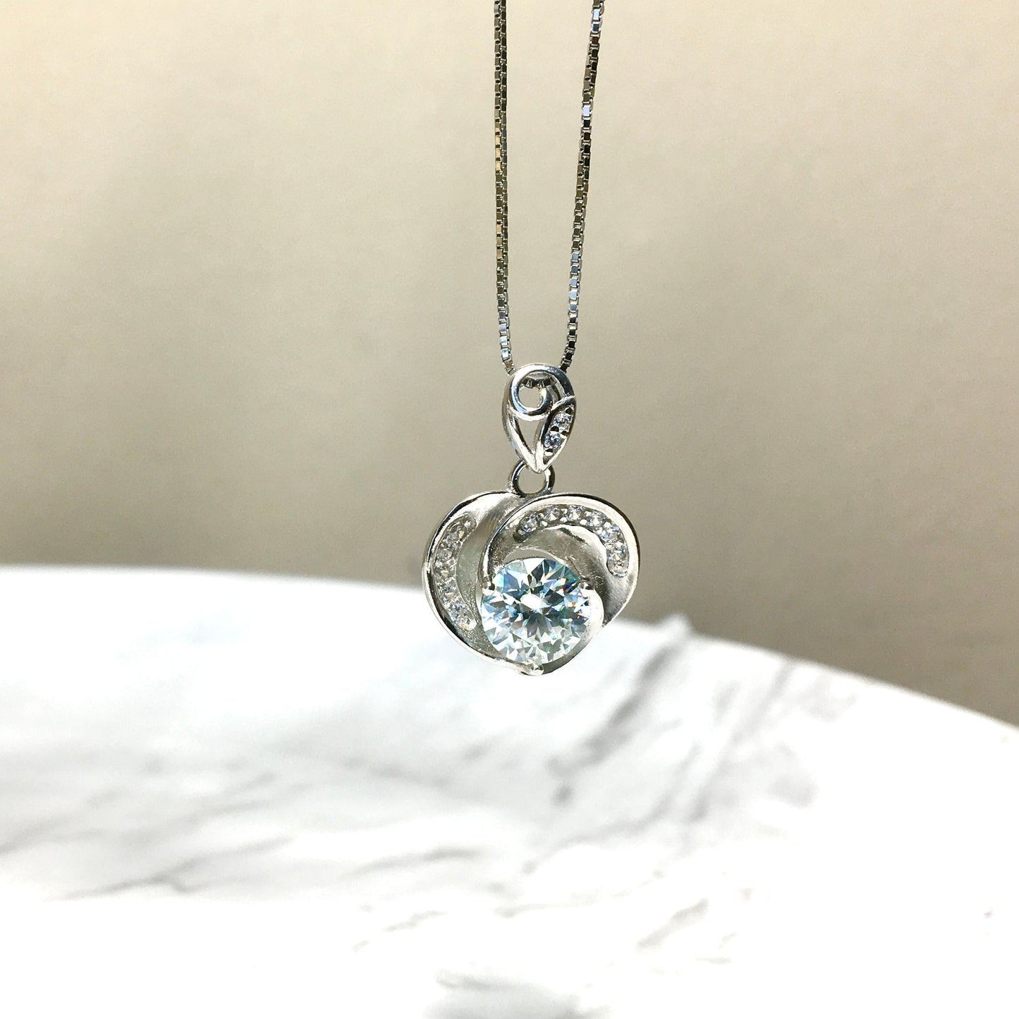 Beautiful Wild Rose Moissanite Pendant Necklace,Light Blue Moissanite, Anniversary Engagement 925 Silver Chain,Special Gift,Valentines gift