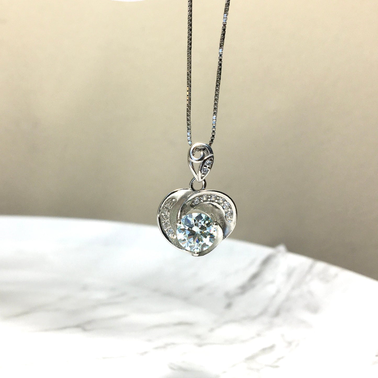 Beautiful Wild Rose Moissanite Pendant Necklace,Light Blue Moissanite, Anniversary Engagement 925 Silver Chain,Special Gift,Valentines gift