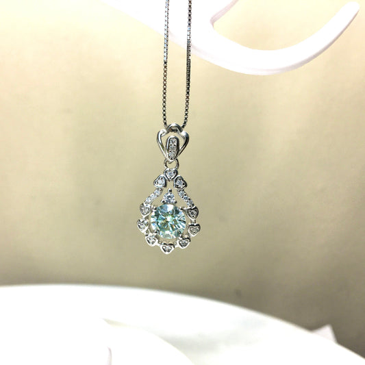 Luxurious Water-Drop Moissanite Necklace,Pear Aquamarine Pendant,1ct Moissanite Pendant,Anniversary Necklace,for Her,Best Gift For Mom