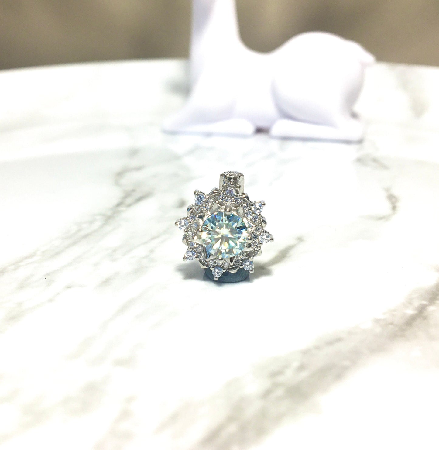 Light Blue Moissanite Necklace, Snow Aquamarine, 1ct Moissanite Pendant, Solitaire Necklace, Anniversary Necklace,Valentines Gift For Her,