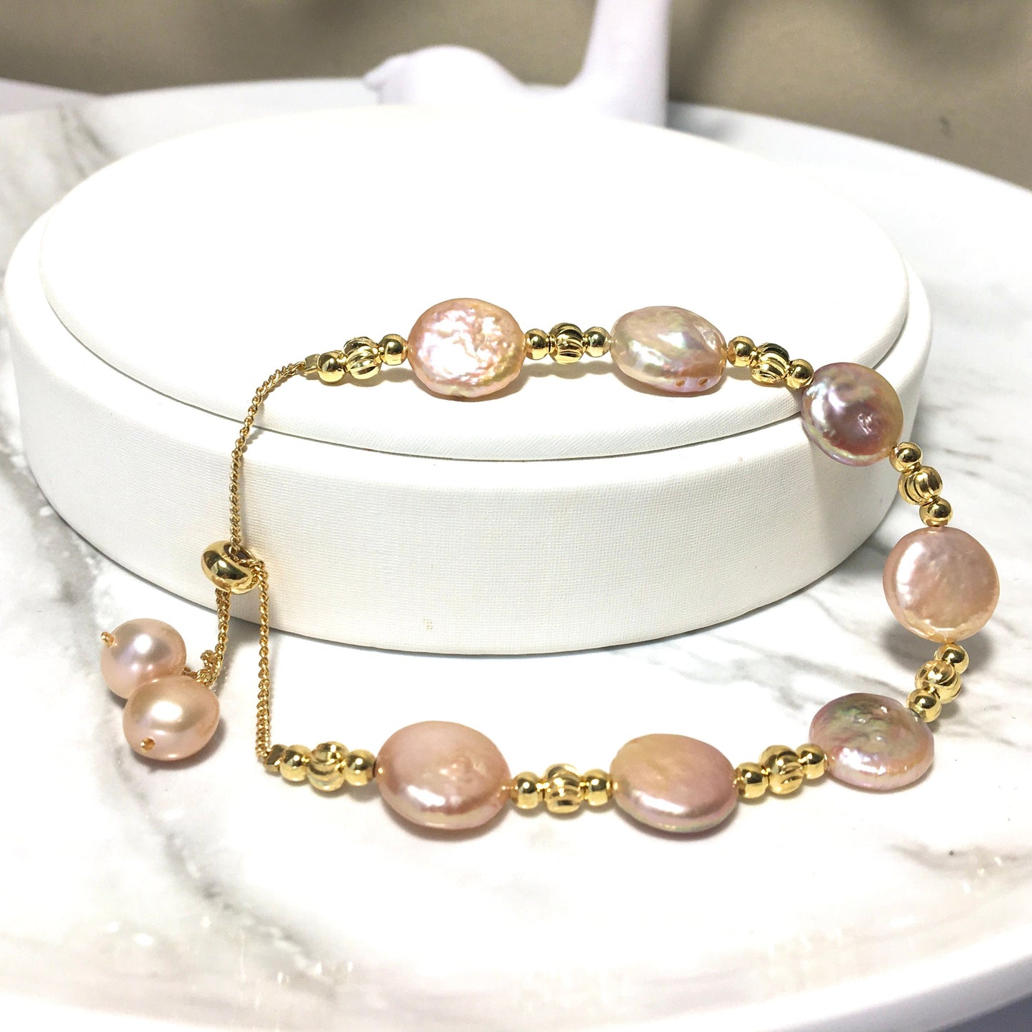 Baroque Coin Pearl Bracelet, Pink-Purple Pearl Bracelet ,Freshwater Natural Pearl Bracelet,Dainty Pearl bracelet,Vintage Pearl,Gift for Her