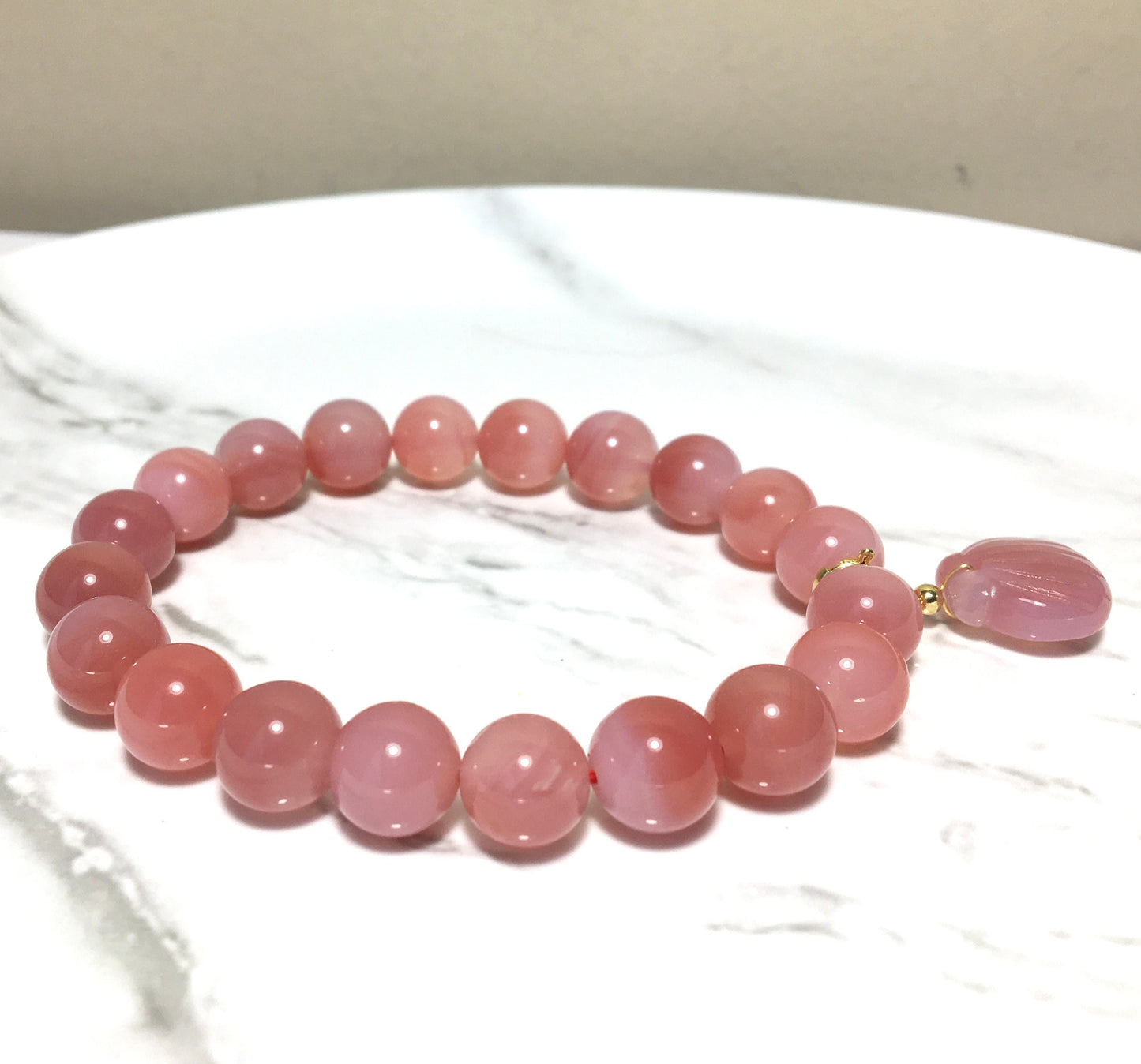 Pink Peach Shell Agate Bracelet, Natural Gemstone Crystal Agate Bracelet,Gift for Her, Handmade Bracelet,Lucky Stone,Valentines Gift,