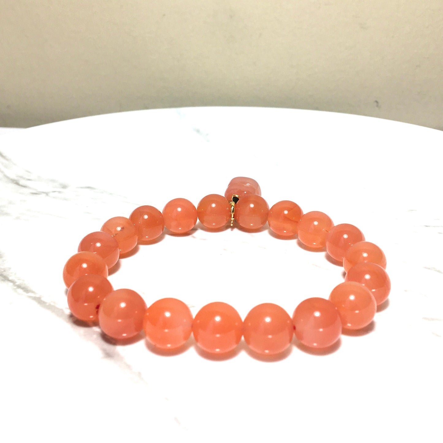 Orange Agate Persimmon Bracelet, Natural Gemstone Crystal Agate Bracelet, Round Beads, Gift for Her, Handmade Bracelet,Lucky Stone Gift