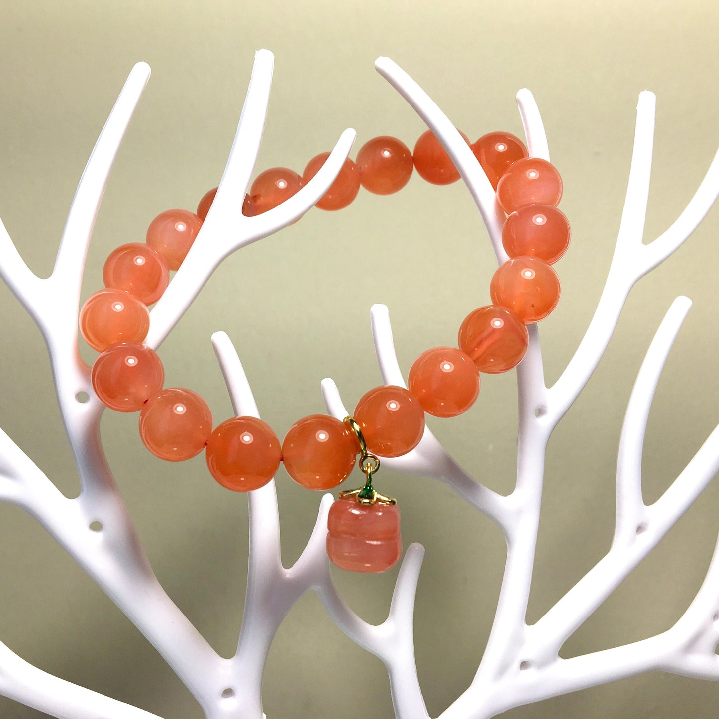 Orange Agate Persimmon Bracelet, Natural Gemstone Crystal Agate Bracelet, Round Beads, Gift for Her, Handmade Bracelet,Lucky Stone Gift