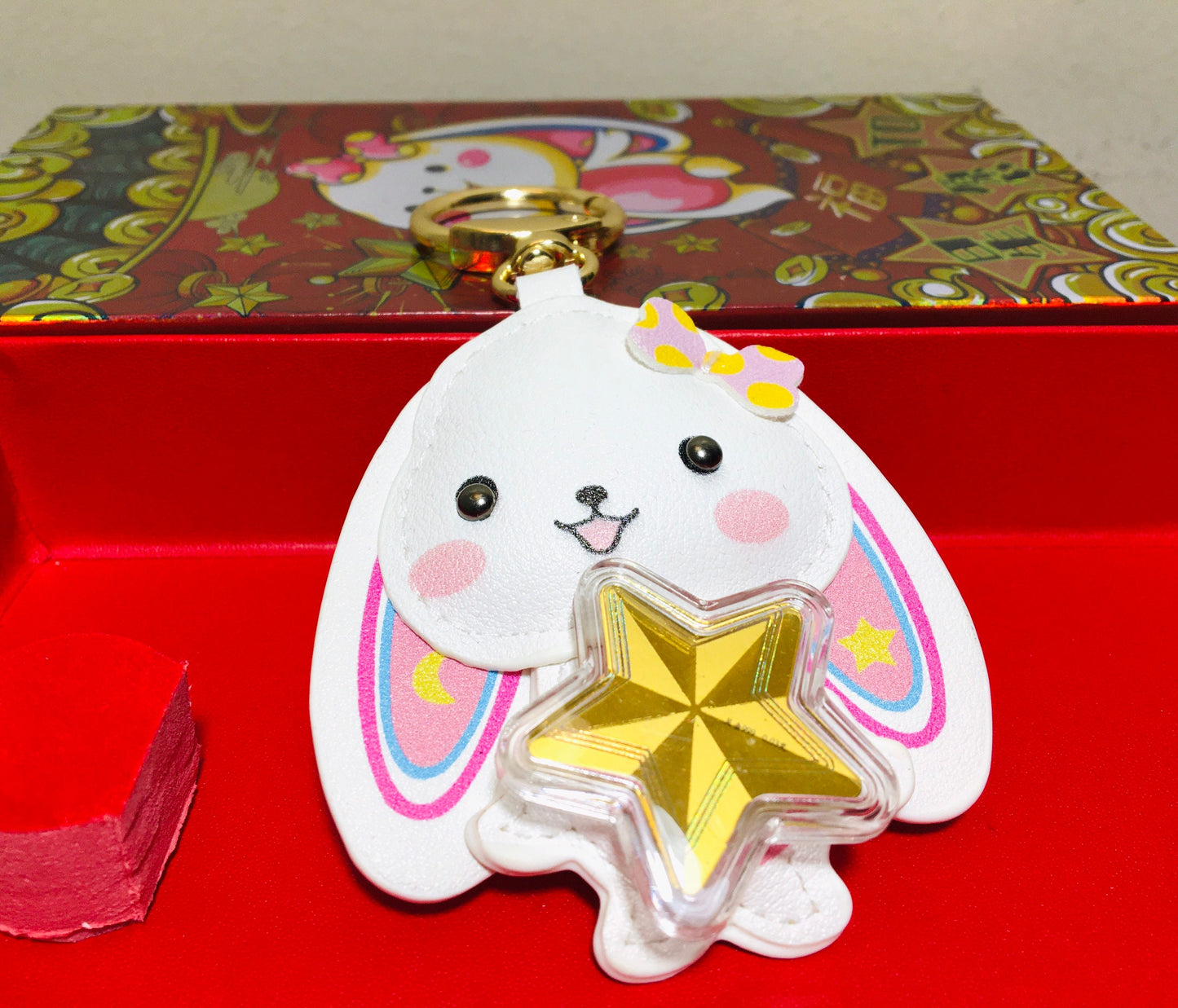 Cute Bunny Keychain, Unique Lucky Wishing Spinning Star Rabbit Keychain, Rabbit Keychain, Bag accessories Pendant, Easter Gift for her