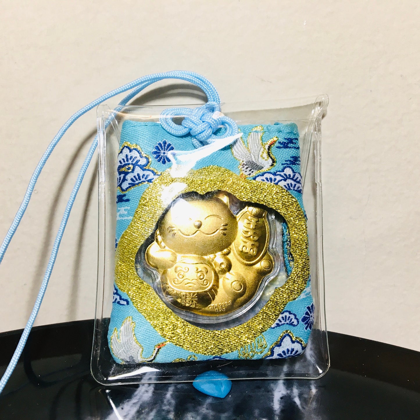 New Year Best Wishes Lucky Japanese Omamori, Charm Christmas Gift,Car Decor, Sakura Bag Keychain, Gold Kitty, Great Protection, Gift for Her