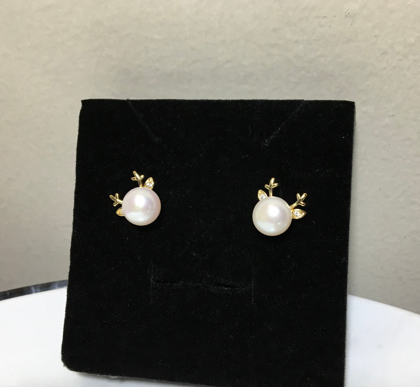 Christmas ELk Pearl Pendant Necklace Jewelry set,Pearl Ring,Pearl Earrings,Gold Plated Jewelry,Natural Freshwater pearl,Best Christmas Gift