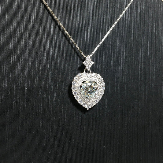 Luxury Love Moissanite Pendant Necklace,Light Blue Moissanite Pendant,Solitaire Anniversary Necklace,Gift for Her,Valentine's Day Gift