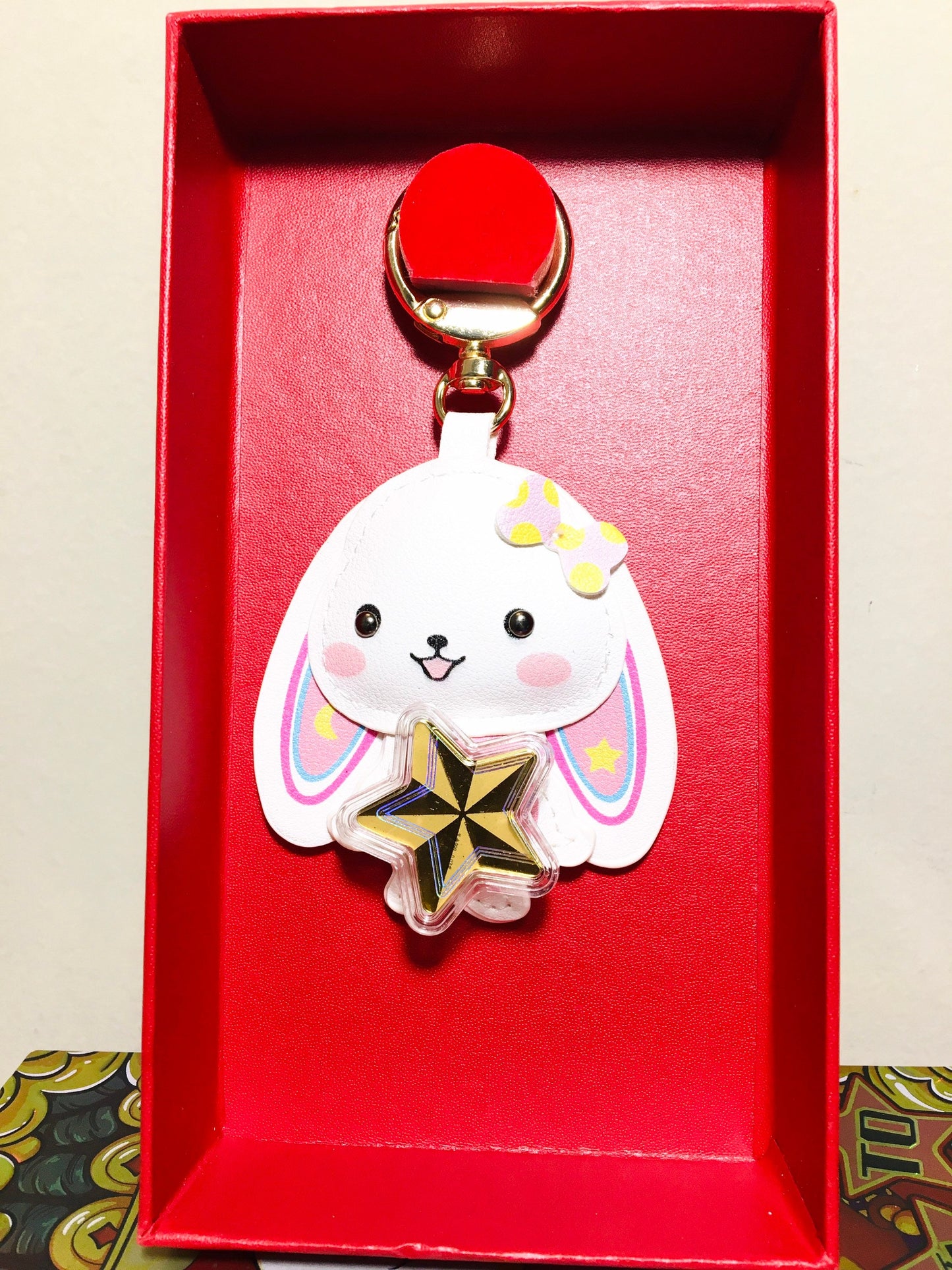 Cute Bunny Keychain, Unique Lucky Wishing Spinning Star Rabbit Keychain, Rabbit Keychain, Bag accessories Pendant, Easter Gift for her