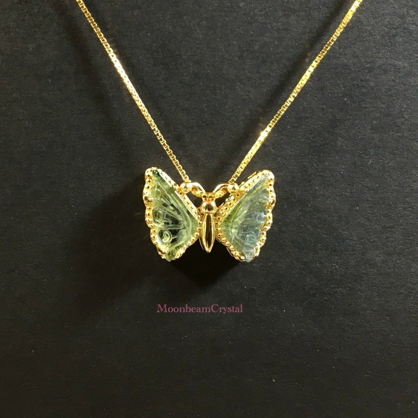 Butterfly Pink Watermelon Tourmaline Necklace, Natural Crystal Gemstone, Gold Plated Silver, Valentine's Day Jewelry, Birthday Gifts for Her