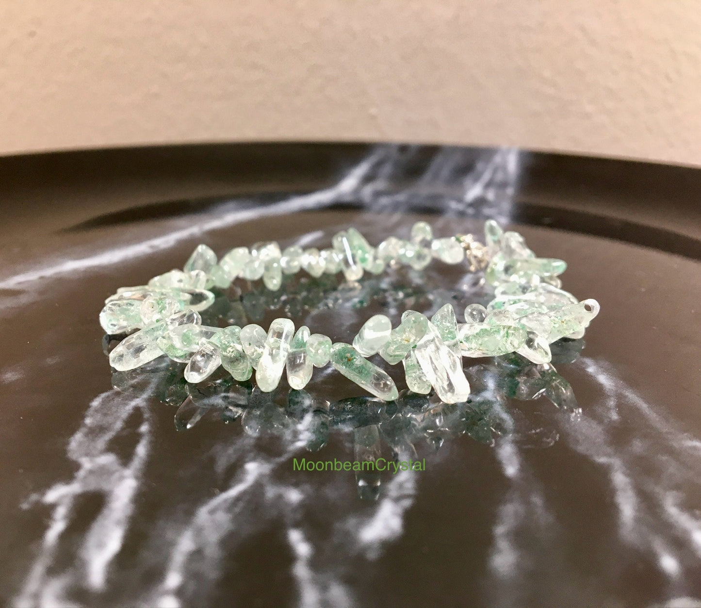 Rare Emerald Green Phantom Quartz Bracelet - Unique Gemstone Jewelry for Healing and Style, Gift for Her, Handmade Jewelry, Lucky Stone