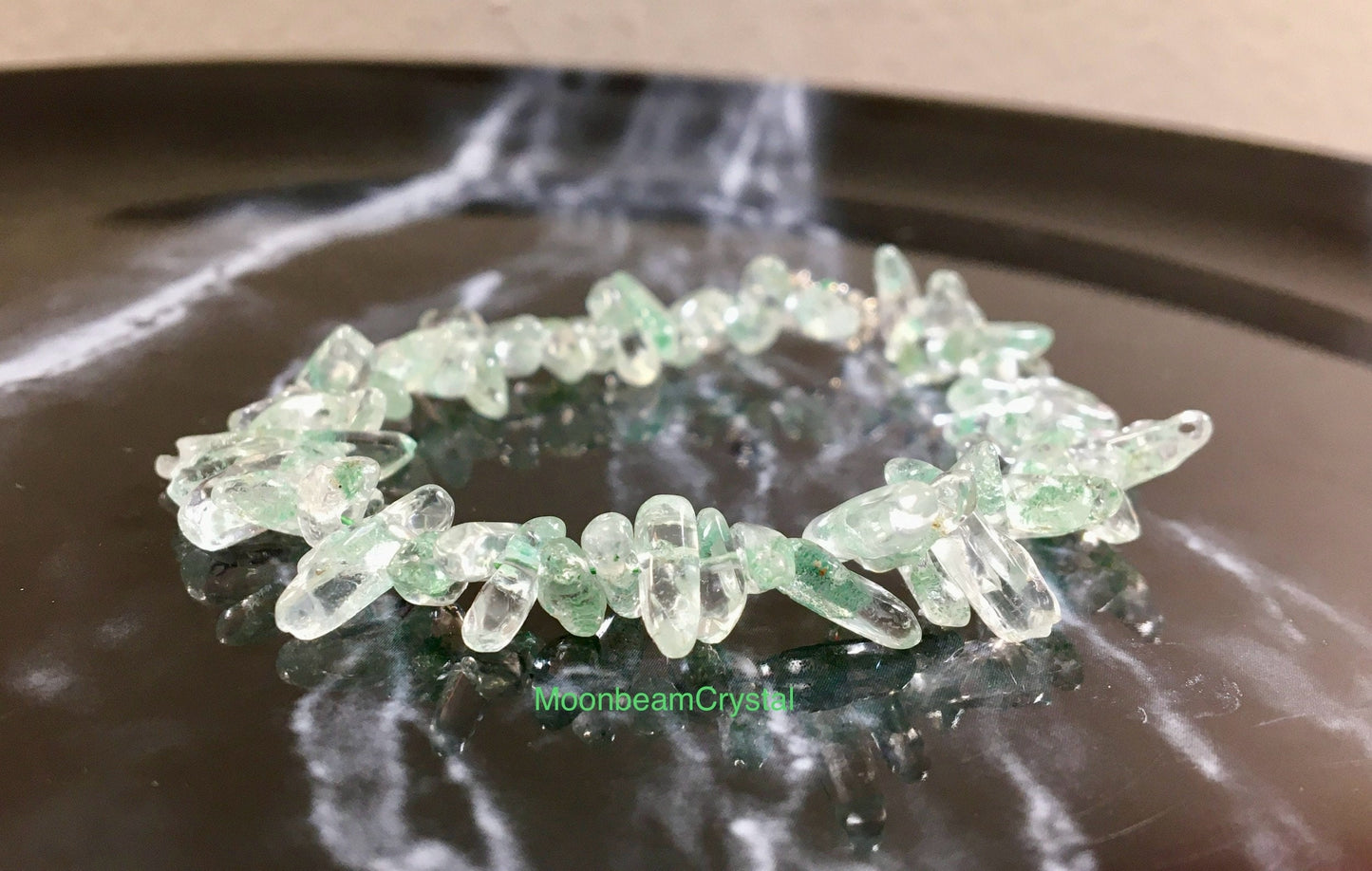 Rare Emerald Green Phantom Quartz Bracelet - Unique Gemstone Jewelry for Healing and Style, Gift for Her, Handmade Jewelry, Lucky Stone