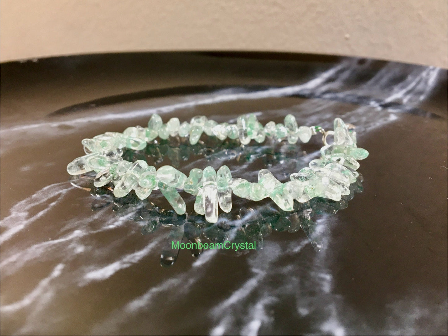 Rare Emerald Green Phantom Quartz Bracelet - Unique Gemstone Jewelry for Healing and Style, Gift for Her, Handmade Jewelry, Lucky Stone