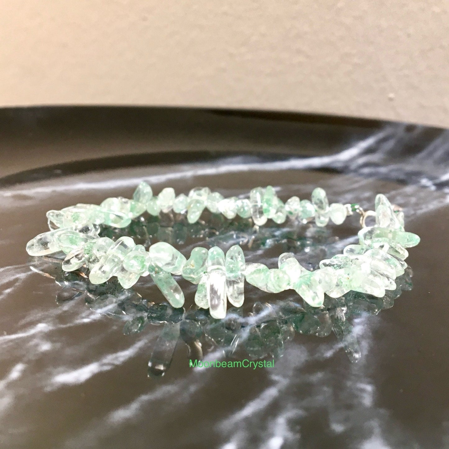 Rare Emerald Green Phantom Quartz Bracelet - Unique Gemstone Jewelry for Healing and Style, Gift for Her, Handmade Jewelry, Lucky Stone